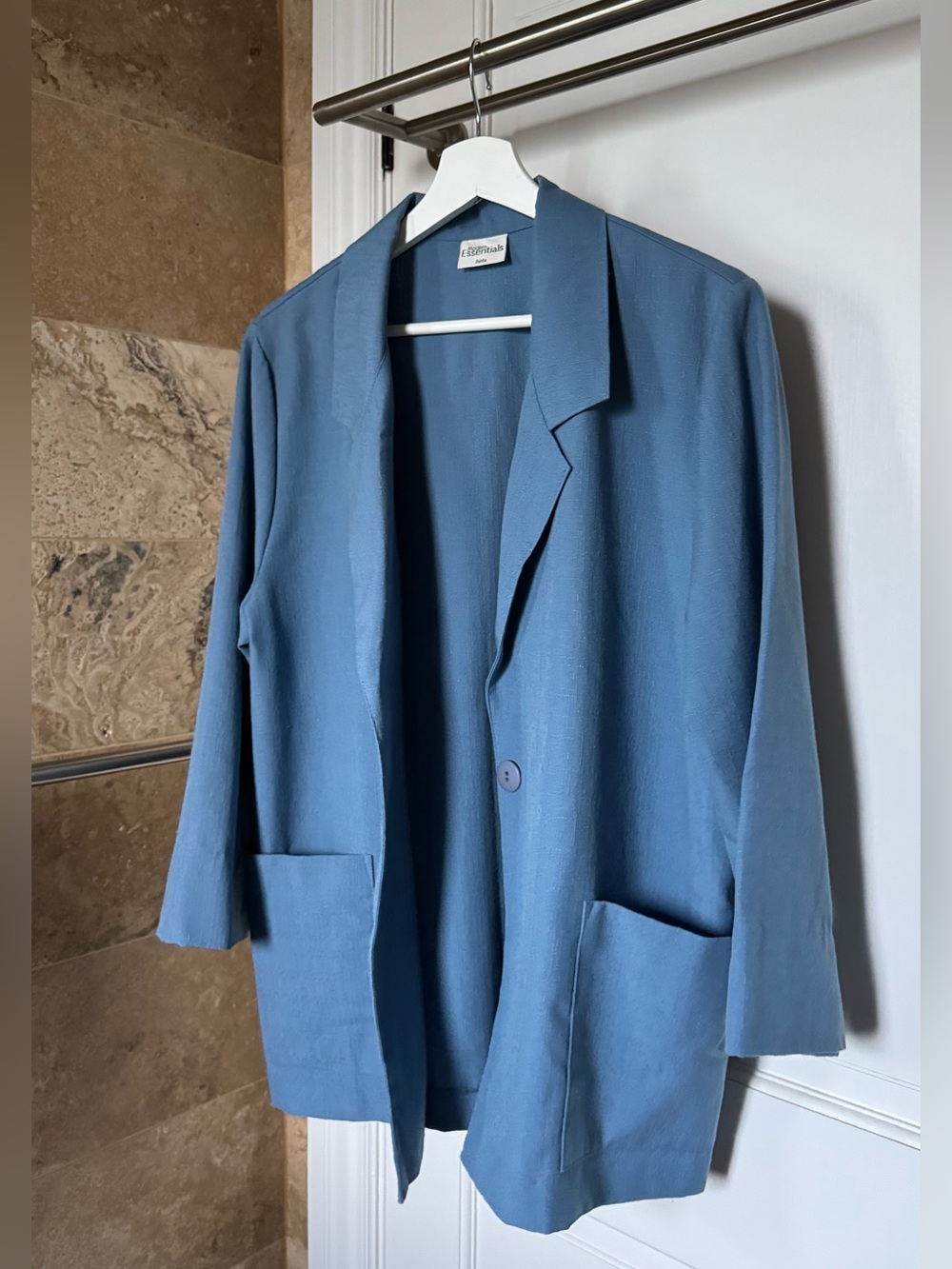 Vintage Blue Cotton Blazer - S
